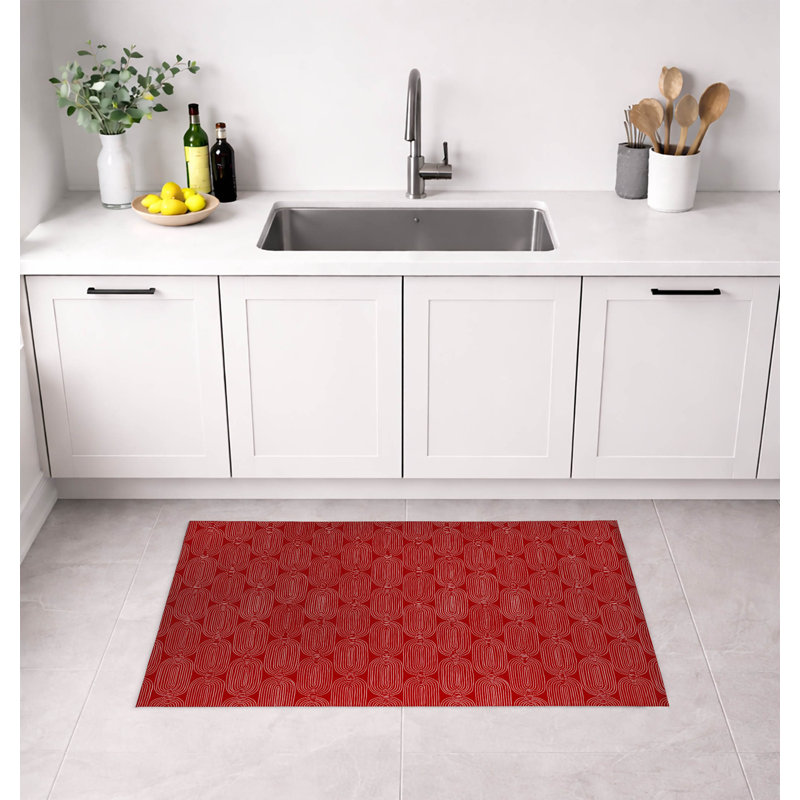 Tapis de cuisine Earthy Embrace, Rouge canneberge, Rectangle 5 pi x 7 pi