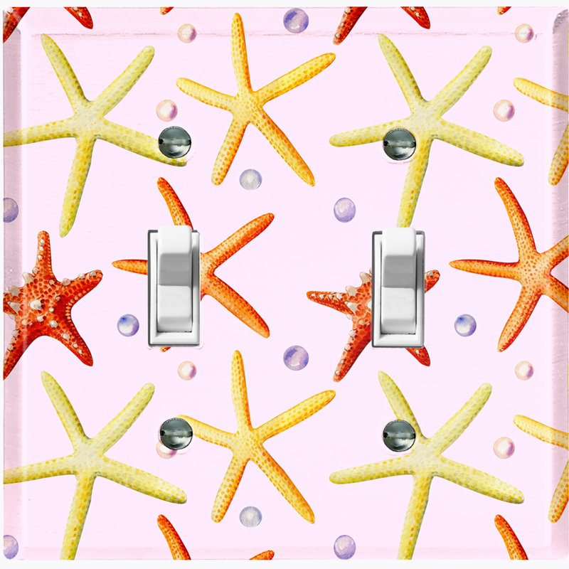 Colorful Starfish Light Pink Nautical & Beach 2 - Gang Toggle Light Switch Standard Wall Plate