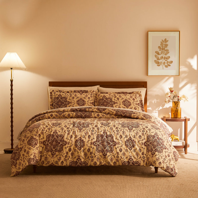 Ensemble de housse de couette Persia,  Aubergine mauve, Housse de couette simple + 1 taie décorative stan