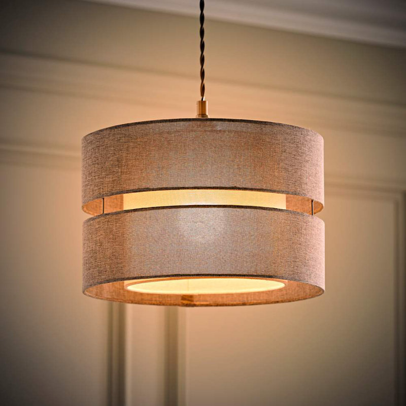 Syrah 18.5cm H Linen Blend Drum Lamp Shade ( Slip-On ), Grey