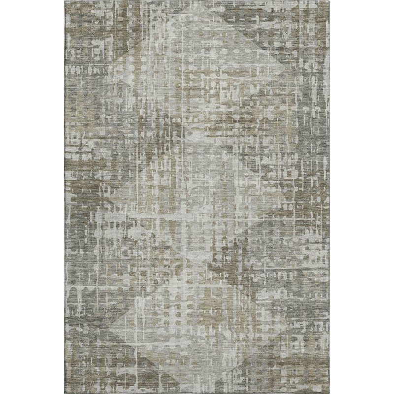 Premium Machine Washable Mayfield Geometric Rug, 3' x 5', Pewter