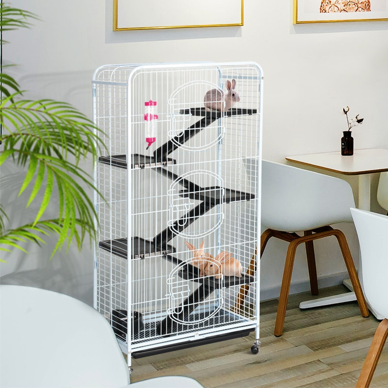 Cage à souris avec rampe Glisson, Blanc, Super (H 52 po x l 25 po x L 17 po)