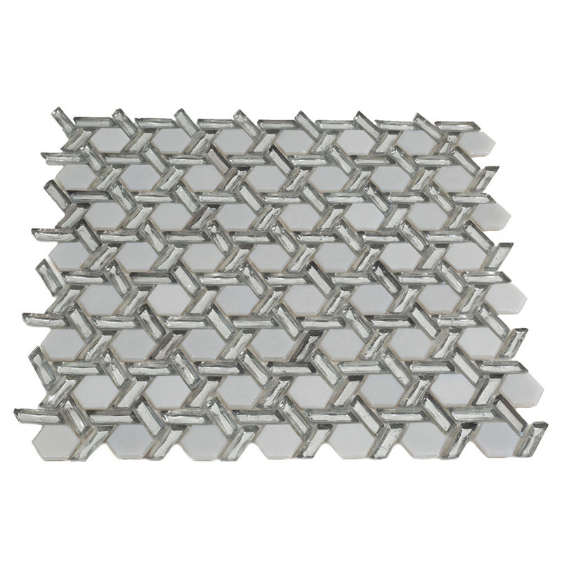 12" x 12" Straight Edge Glass Mosaic Wall & Floor Tile, White