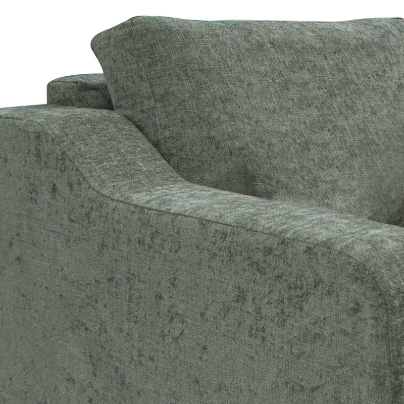 Structure et base en bois Disheka, canapé, H 38,5 po x l 62,25 po x P 35 po, Mélange de polyester vert olive