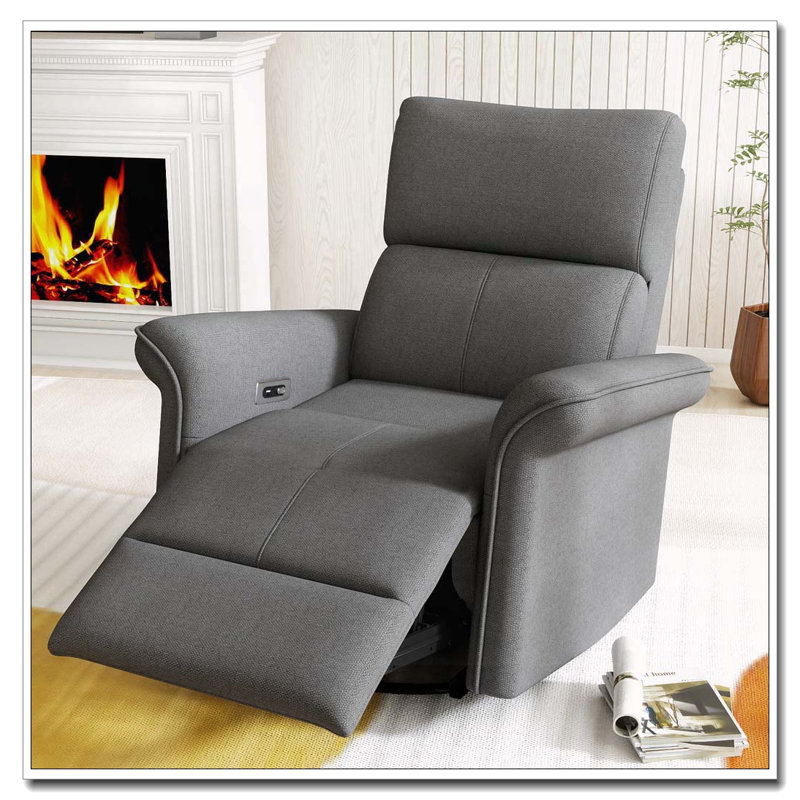 Fauteuil inclinable électrique à bascule, Tissu velours flocon de neige, Dark Grey