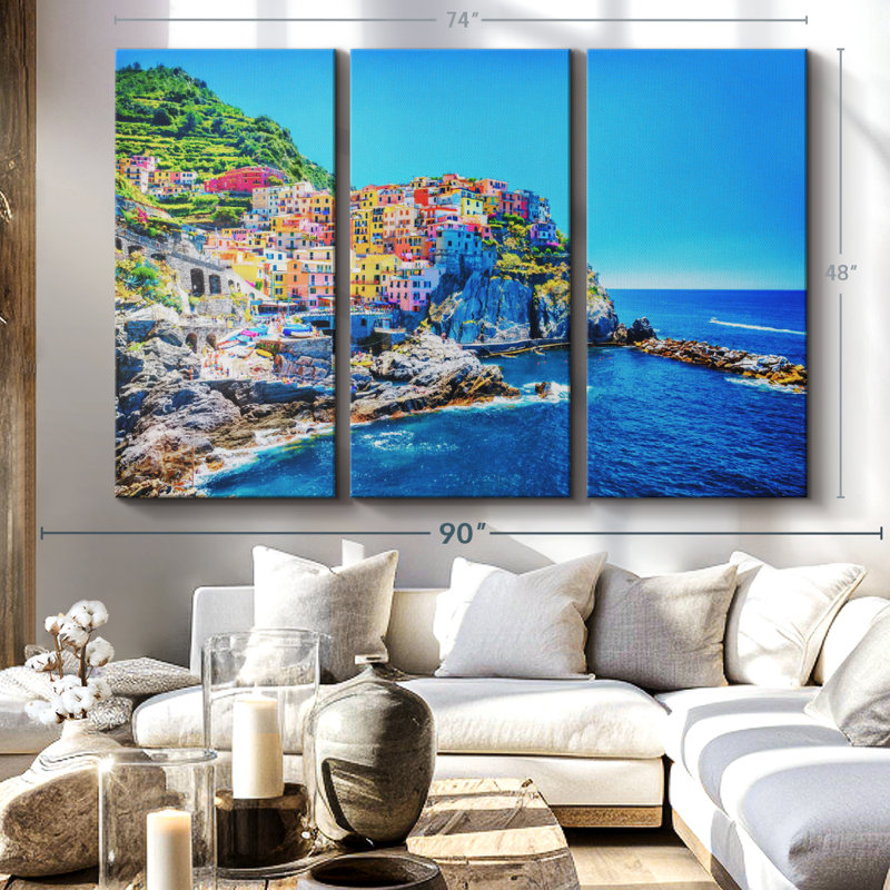"Cinque Terre, impression sur toile", H 48 po x l 74 po x P 1,25 po