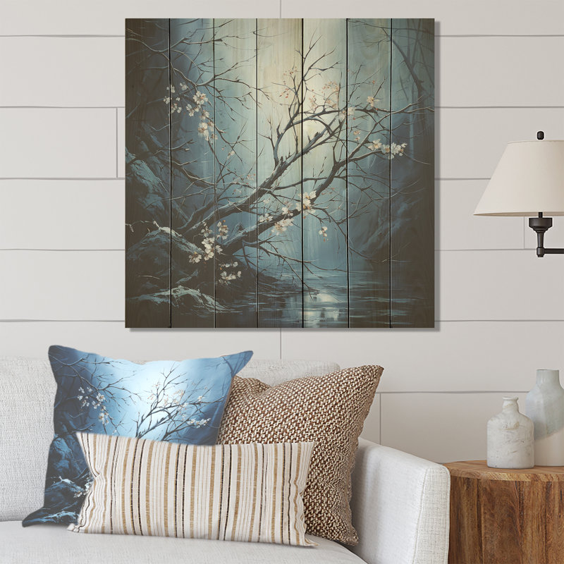 Arbre d'hiver au clair de lune IV - fruits sur bois, H 15 po x l 15 po