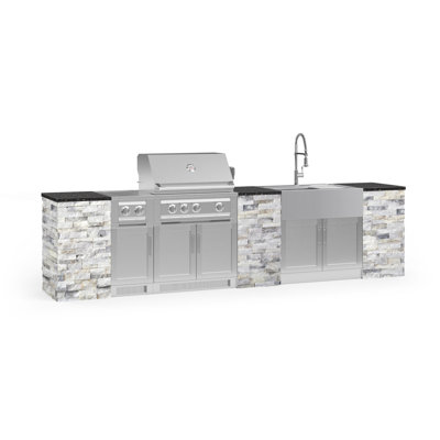 Outdoor Kitchen Signature Series 11 Piece Cabinet Set with 33 in. Natural Gas Platinum Grill -  NewAge Products, 69220