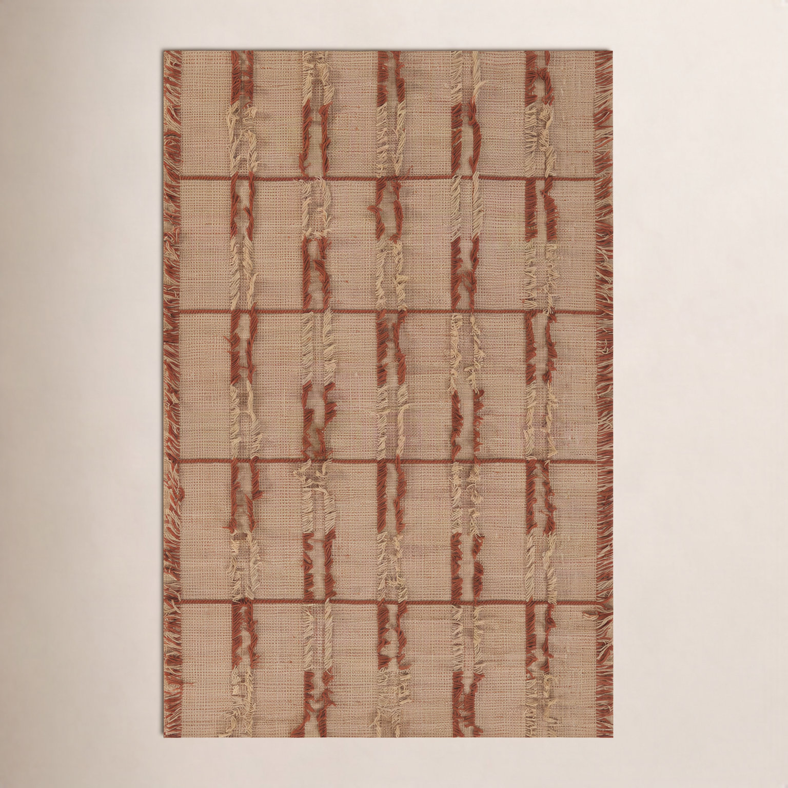 Celia Brown Hand-Woven Striped Wool Rug, Rectangle 5' x 8'