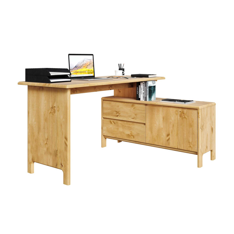 Forgue L-Shaped Solid Wood Accent, Nature Brown Oil, Nature Brown Oil