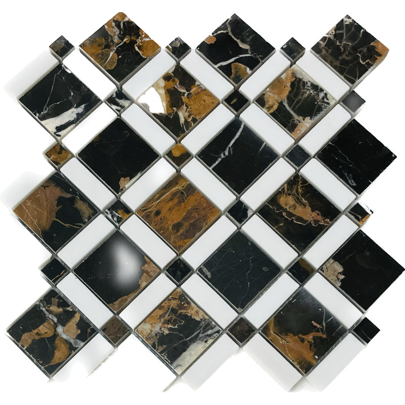 10.5" x 10.5" Natural Stone Mosaic Tile Large Diamond Pattern