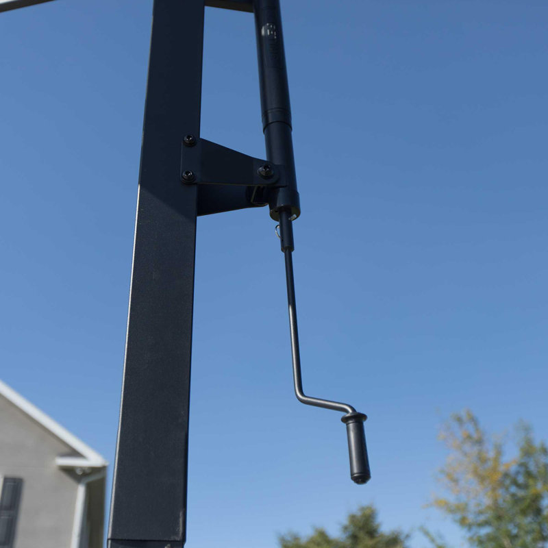 Lifetime Height Adjustable Bolt Down Basketball Hoop (54" Tempered Glass Backboard), 148" x 60" x 67"