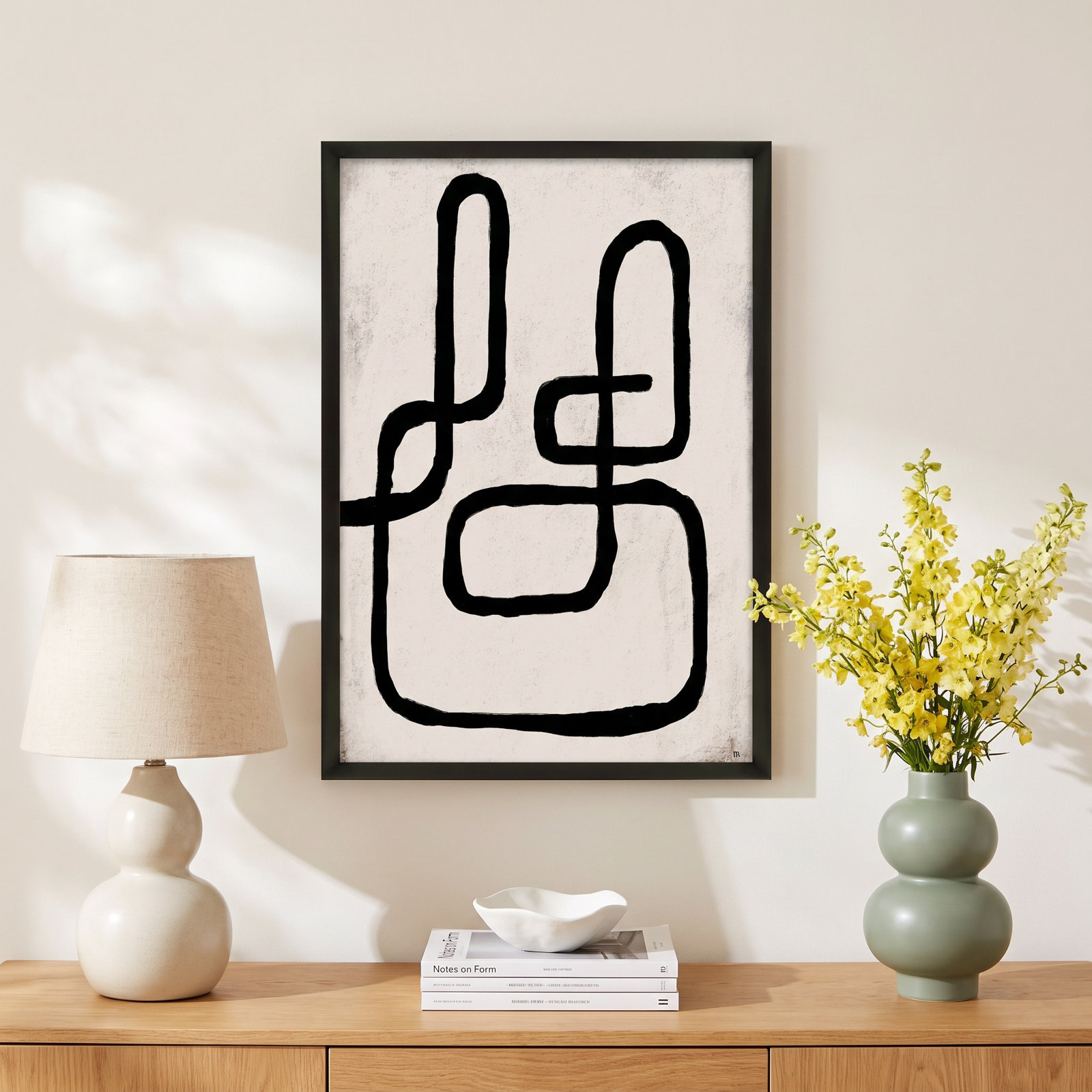 Linework 1 by StudioM, 30" H x 21" W x 1.25" D, Black Framed Paper