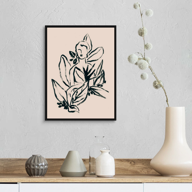 Foliage figure I, art mural sur toile, Toile avec cadre noir, H 18 po x l 14 po