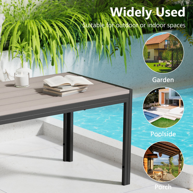 Table basse rectangulaire d'extérieur avec protection UV, Gris