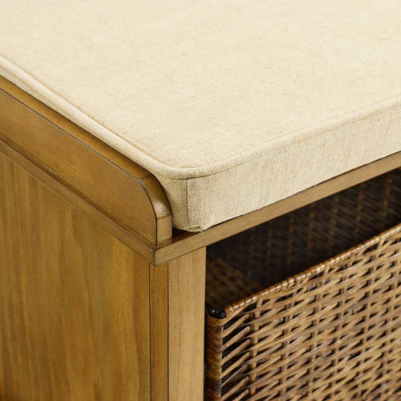 Southold Linen Blend Upholstered Storage Bench