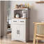 Armoires de cuisine en bois blanches Armoire de rangement à micro-ondes avec tiroirs de rangement