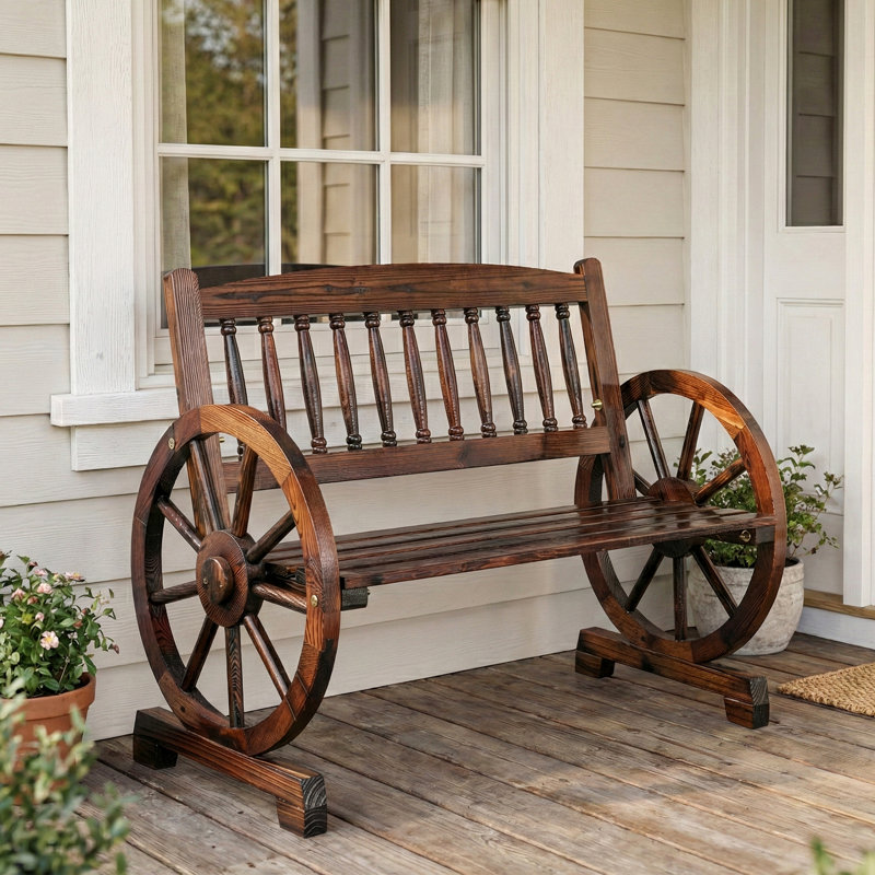 Banc de patio en bois massif d'inspiration rustique