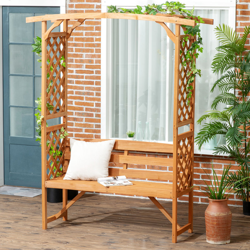 3 - Banc, arche brune, pergola, treillis, vignes d'extérieur, décoration de jardin
