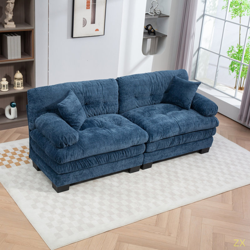 Canapé modulaire à deux places Canapé modulaire à assise profonde Canapé-lit en chenille Canapé-lit