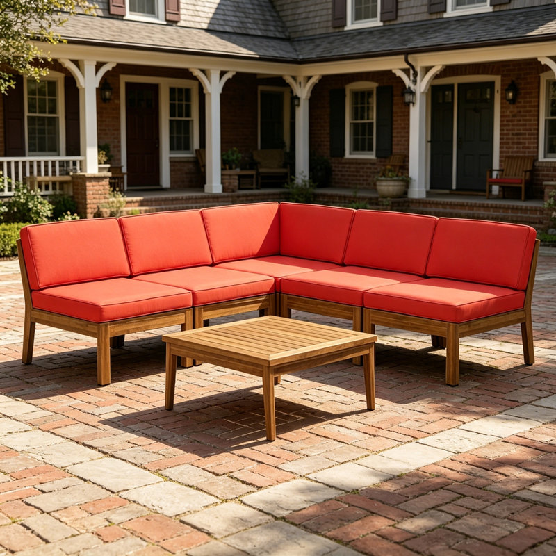 Ensemble de canapés modulaires 5 places en bois d'acacia ACACIA, Red