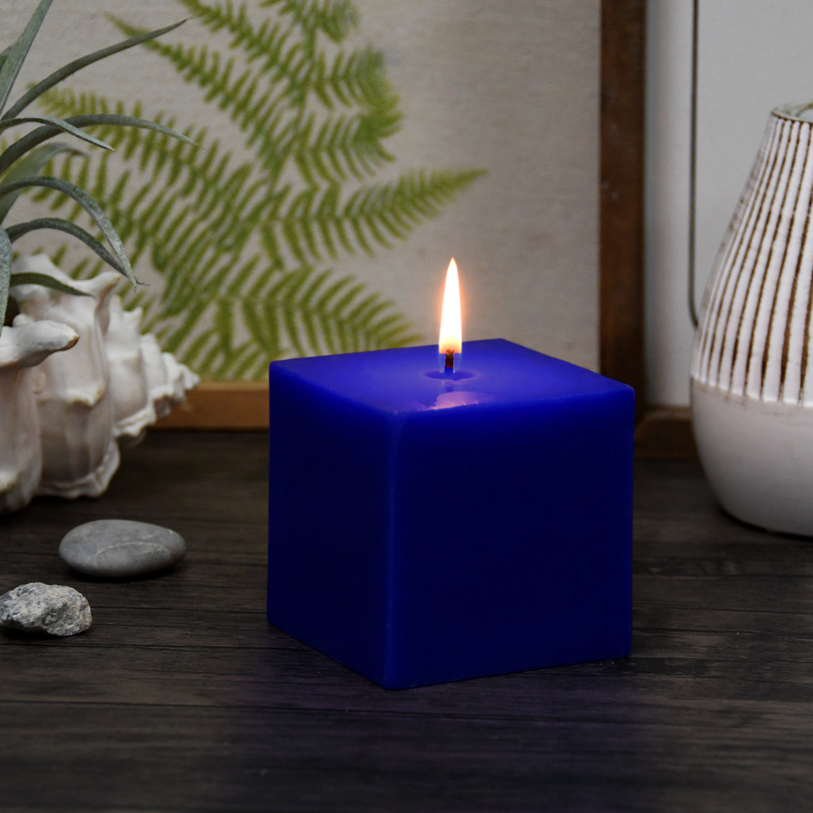 Citronella Pillar Candle, 3" H x 3" W x 3" D, Blue, Set of 12
