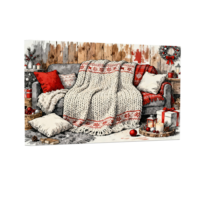 Motif de couverture en tricot de Noël, H 12 po x l 18 po