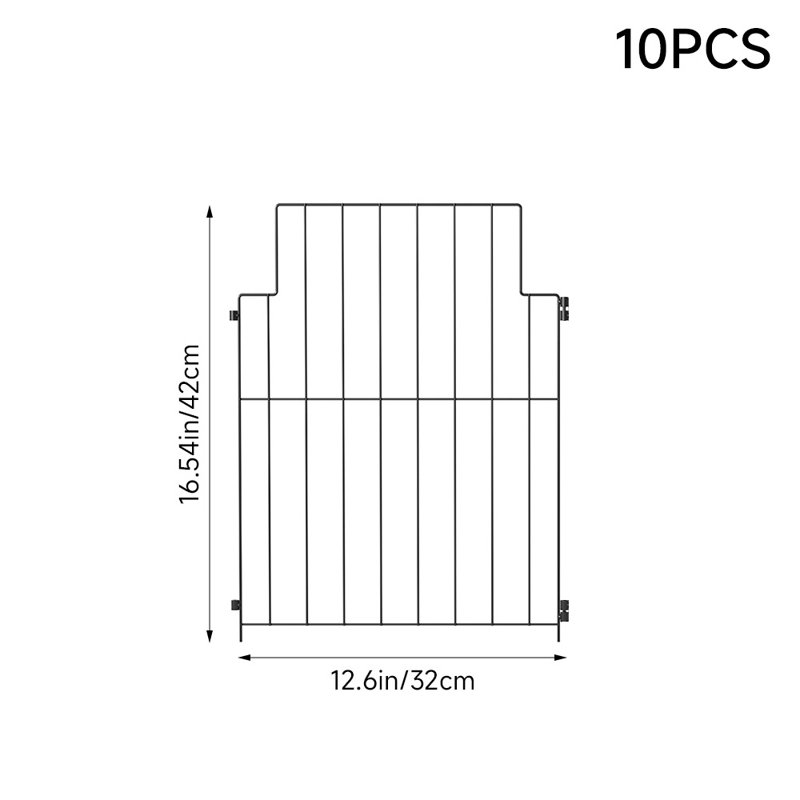 42cm H x 32cm W Metal Border Fencing