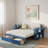 Multifunctional Daybed With Storage Drawer, Open Compartments And Hydraulic Side Table-1577421132