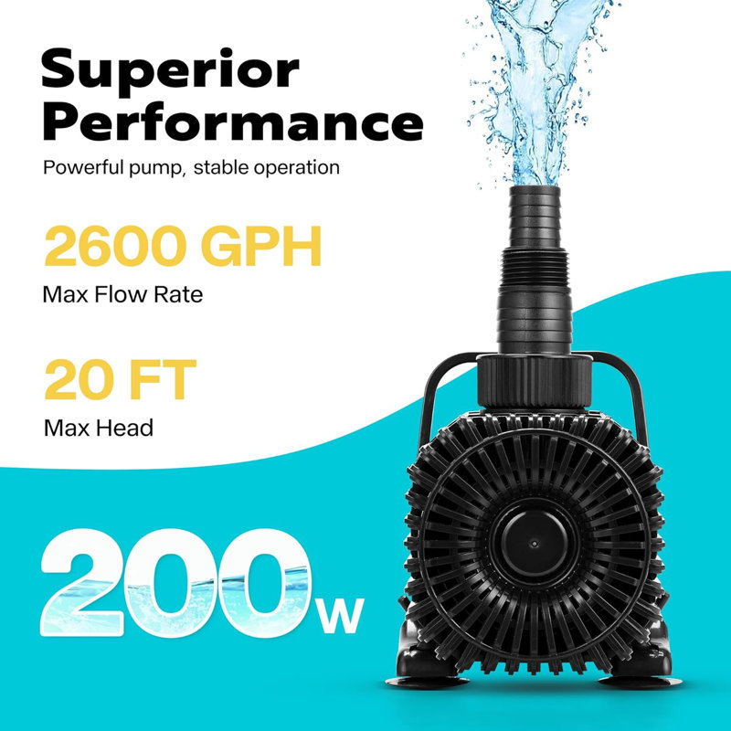 Plug-in Submersible Water Pump with Barrier Bag, 200 Watts
