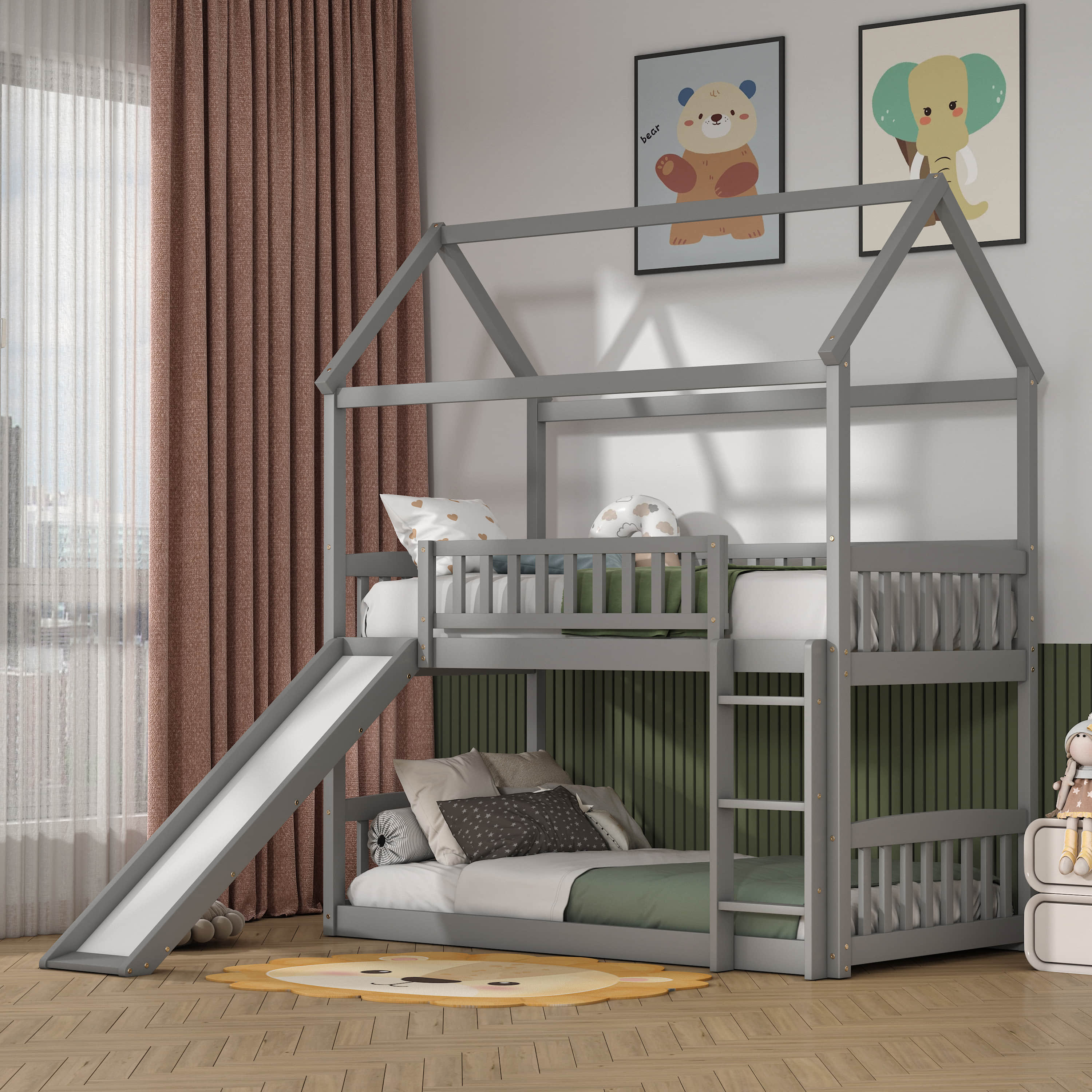 Harper Orchard Twin Over Twin Canopy Standard Bunk Bed by Yikong ...