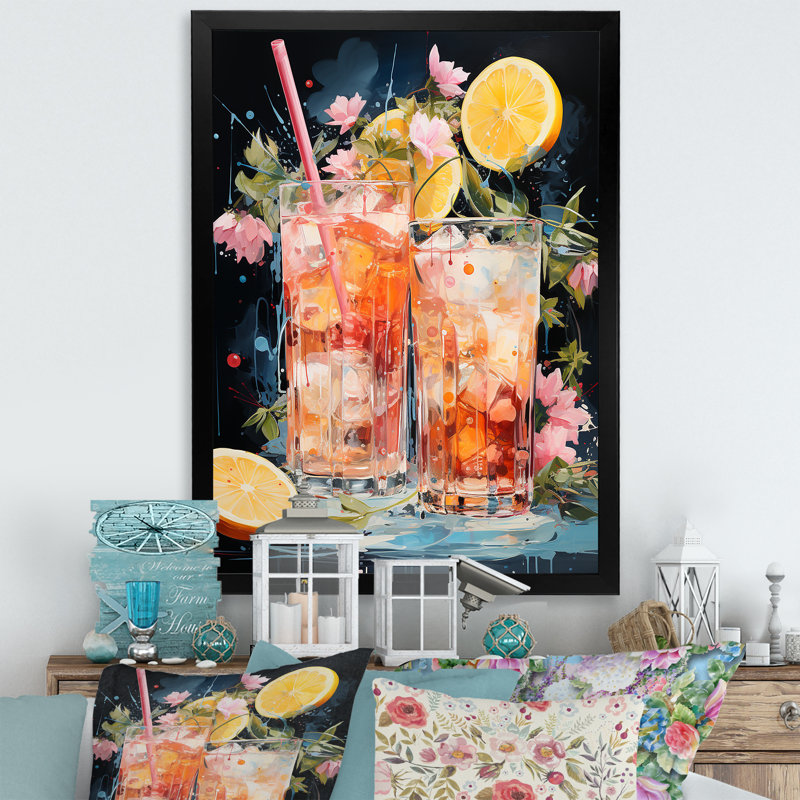«Lanard Tropical Soda Cocktail IV», reproduction sur toile, H 32 po x l 16 po x P 1 po, Cadre photo noir