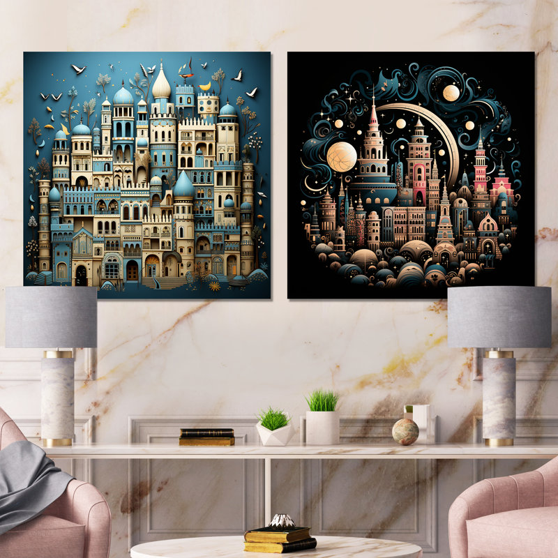 Ensemble de 2 décorations murales carrées en métal, H 36 po x l 72 po
