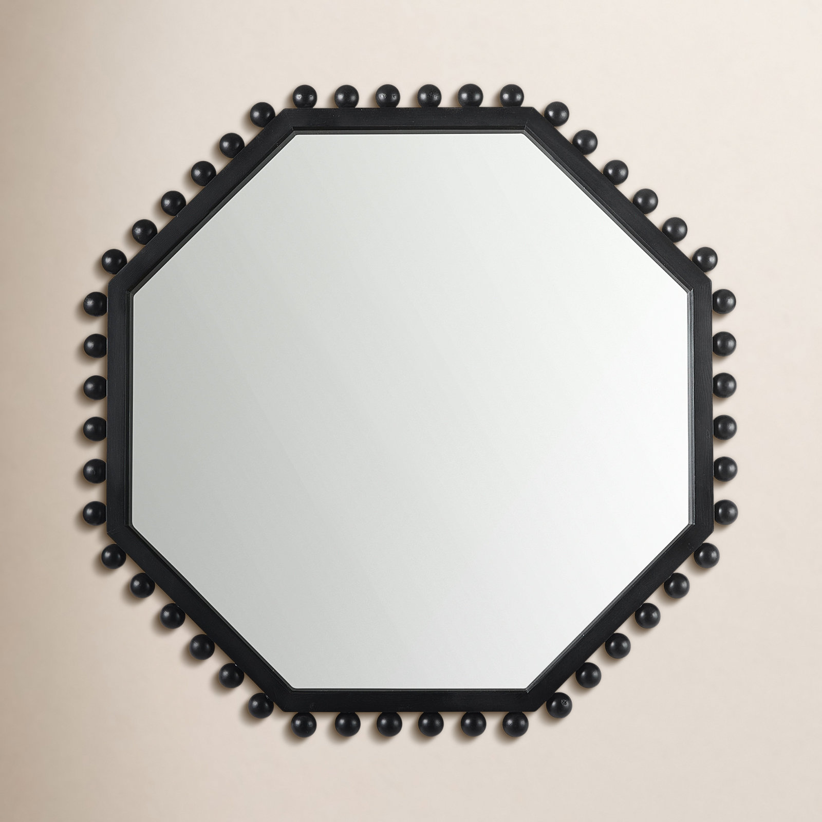 Waltham Solid Wood Octagon Mirror, Black