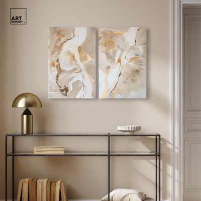 Mystic Reviere Set Canvas Set of 2 Neutral Art by 