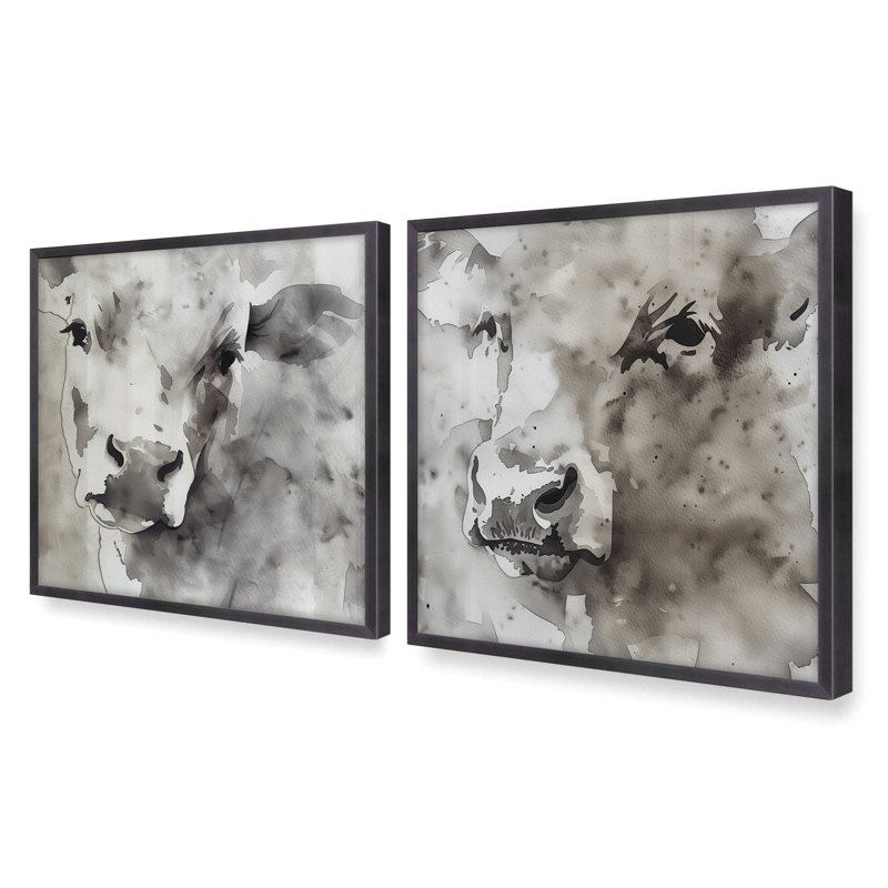 «Vaches monochromes abstraites», Zinc patiné, H 13,75 po x l 13,75 po