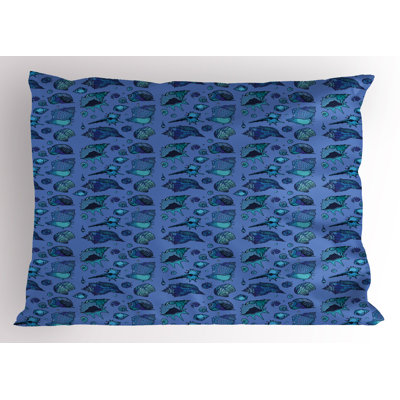 Ambesonne Nautical Pillow Sham 2 Pack Assorted Seashells Pattern Aqua Dark Lavender -  pil-2_140256_26x20