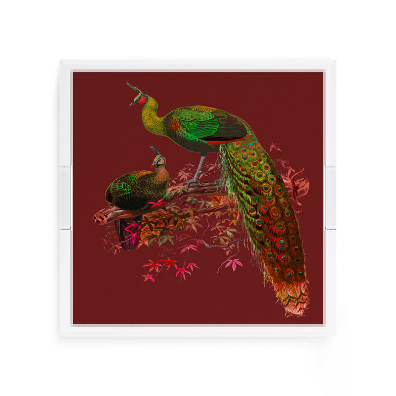 Plateau décoratif carré Family Pheasants, L 12 po x P 12 po x H 2 po, Érable