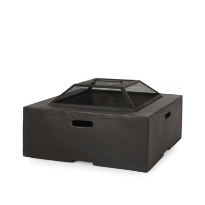 Outdoor 29" Square Mgo Wood- Burning Fire Pit, Dark Gray