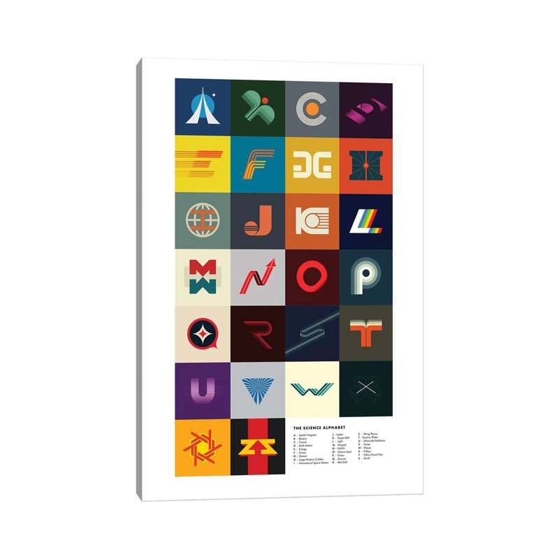 Science Alphabet by 2046 Design - Wrapped Canvas Illustration, 20.32 cm H x 30.48 cm W