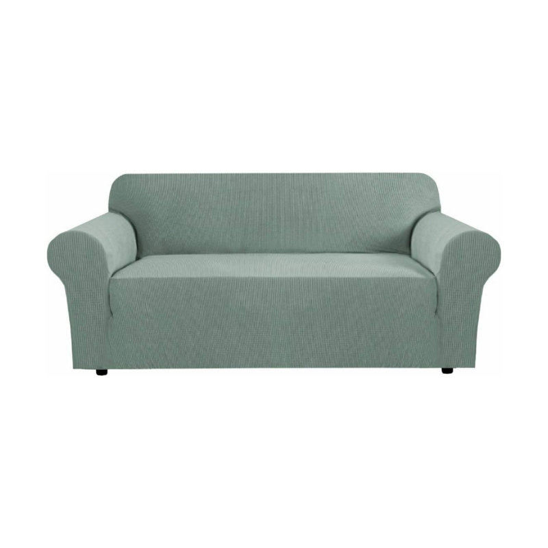 Box Cushion Sofa Slipcover, Green