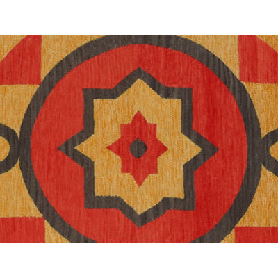 Tapis orange/rouge à tissage plat handwoven