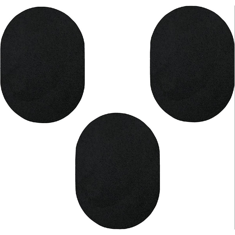Tapis ovale uni de couleur unie noir tissé à la machine 2 pi x 4 pi, Ovale 2 pi x 4 pi