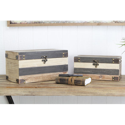 Ensemble de 2 boîtes décoratives à thème en bois