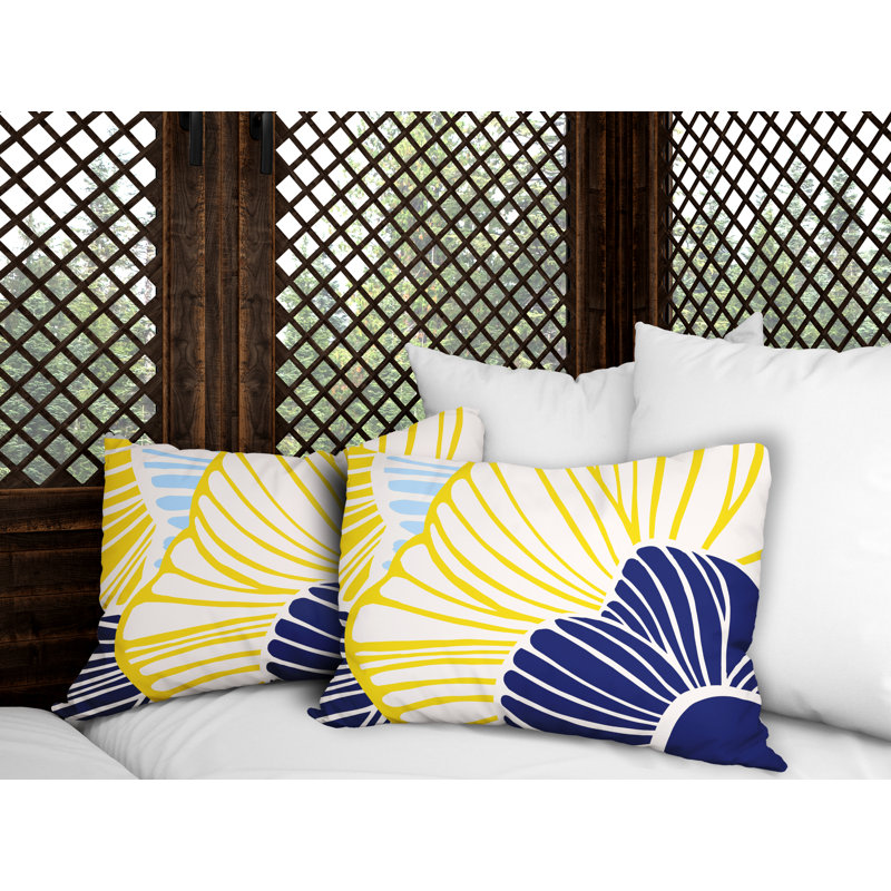 Polyester / Mélange de polyester Housse de coussin rectangulaire intérieure / extérieure lombaire et insert, Jaune