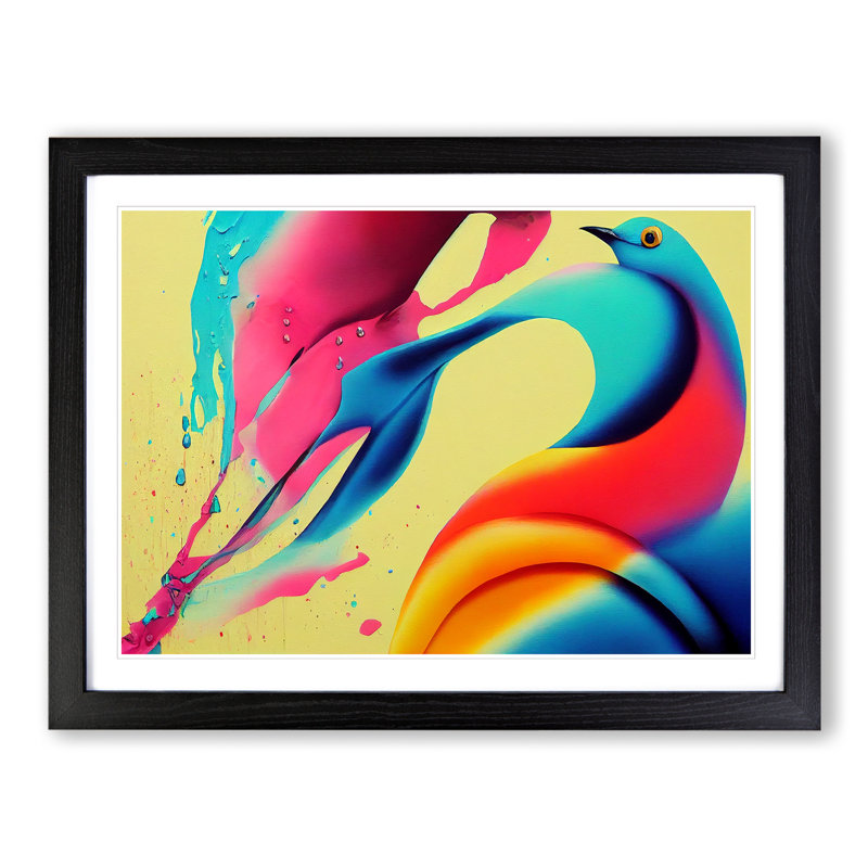Brilliant Abstract Bird - Single Picture Frame Print, Black Framed, 46cm H x 64cm W x 2cm D