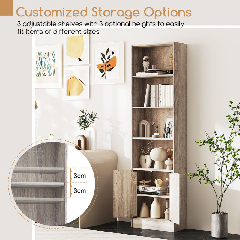 180cm H x 50cm W Particle Board Standard Bookcase, Grey