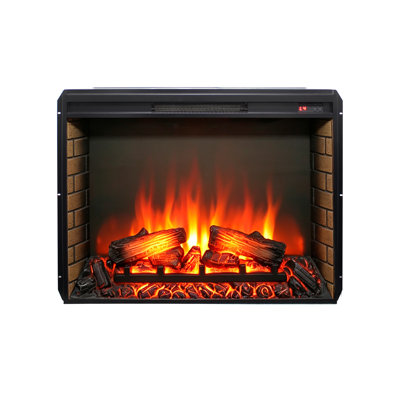 Foyer électrique infrarouge ultramince de 84 cm (33 pouces) noir antique avec bûches réalistes, luminosité de flamme réglable, télécommande, minuterie et double protection contre la surchauffe. Convient pour un meuble télé, un foyer ou un usage domestique autonome.