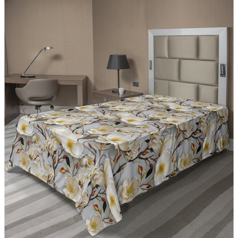 Floral Flat Sheet, Earth Yellow and Paprika