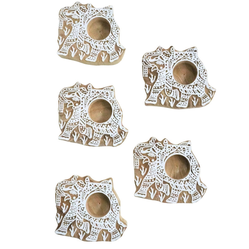  Artisan Wood Candle Holder 4x4 Block, Stained Finish, Perfect for Tabletop or Living Room Décor-(Pack Of-10), 10